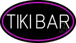 White Tiki Bar Oval With Pink Border LED Neon Sign