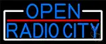 Blue Open Radio City With White Border LED Neon Sign