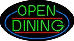 Green Open Dining Oval With Blue Border LED Neon Sign