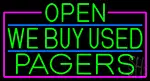 Green Open We Buy Used Pagers With Pink Border LED Neon Sign