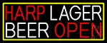 Harp Lager Beer Open With Yellow LED Neon Sign