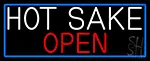 Hot Sake Open With Blue Border LED Neon Sign