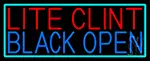 Lite Clint Black Open With Turquoise Border LED Neon Sign
