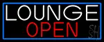 Lounge Open With Blue Border LED Neon Sign