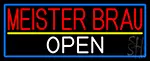 Meister Brau Open With Blue Border LED Neon Sign