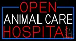 Open Animal Care Hospital With Blue Border LED Neon Sign