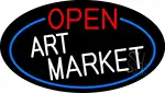 Open Art Market Oval With Blue Border LED Neon Sign