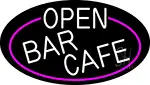 Open Bar Cafe Oval With Pink Border LED Neon Sign