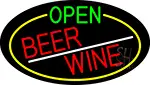 Open Beer Wine Oval With Yellow Border LED Neon Sign