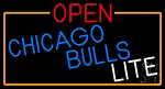Open Chicago Bulls Lite With Orange Border LED Neon Sign