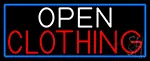 Open Clothing With Blue Border LED Neon Sign