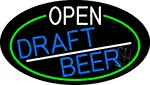 Open Draft Beer Oval With Green Border LED Neon Sign