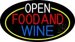 Open Food And Wine Oval With Yellow Border LED Neon Sign
