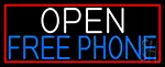 Open Free Phone With Red Border LED Neon Sign