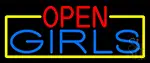 Open Girls With Yellow Border LED Neon Sign