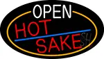 Open Hot Sake Oval With Orange Border LED Neon Sign