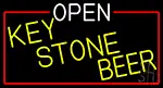 Open Key Stone Beer With Red Border LED Neon Sign