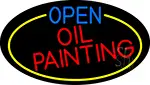 Open Oil Painting Oval With Yellow Border LED Neon Sign