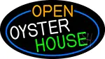 Open Oyster House Oval With Blue Border LED Neon Sign