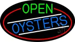 Open Oysters Oval With Red Border LED Neon Sign