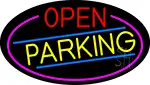 Open Parking Oval  With Pink Border LED Neon Sign