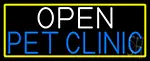 Open Pet Clinic With Yellow Border LED Neon Sign