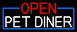 Open Pet Diner With Blue Border LED Neon Sign