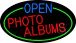Open Photo Albums Oval With Green Border LED Neon Sign
