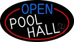 Open Pool Hall Oval With Red Border LED Neon Sign