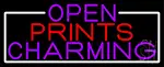 Open Prints Charming With White Border LED Neon Sign