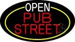 Open Pub Street Oval With Yellow Border LED Neon Sign