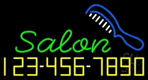Salon With Comb And Number LED Neon Sign