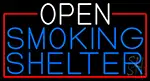 Open Smoking Shelter With Red Border LED Neon Sign