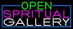 Open Spiritual Gallery With Blue Border LED Neon Sign