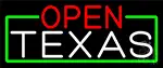 Open Texas With Green Border LED Neon Sign