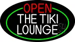 Open The Tiki Lounge Oval With Green Border LED Neon Sign