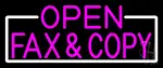 Pink Open Fax And Copy With White Border LED Neon Sign