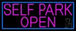 Pink Self Park Open With Blue Border LED Neon Sign