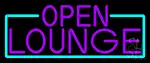 Purple Open Lounge With Turquoise Border LED Neon Sign