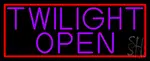 Purple Twilight Open With Red Border LED Neon Sign