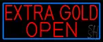 Red Extra Gold Open With Blue Border LED Neon Sign