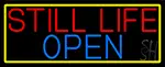 Still Life Open With Yellow Border LED Neon Sign