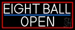 White Eight Ball Open With Red Border LED Neon Sign