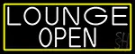 White Lounge Open With Yellow Border LED Neon Sign