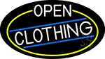 White Open Clothing Oval With Yellow Border LED Neon Sign