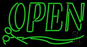 Green Open With Scissor LED Neon Sign