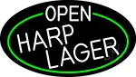 White Open Harp Lager Oval With Green Border LED Neon Sign