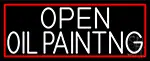 White Open Oil Painting With Red Border LED Neon Sign