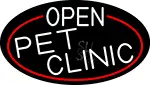 White Open Pet Clinic Oval With Red Border LED Neon Sign