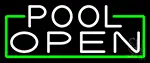 White Open Pool With Green Border LED Neon Sign